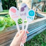 garden markers made with cricut and wooden spoons