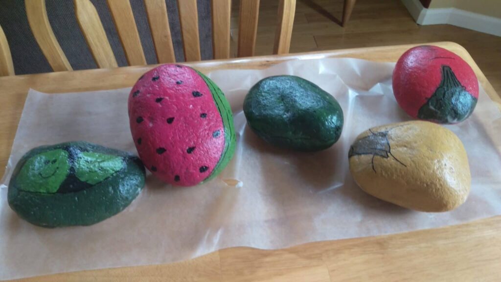 painted vegetable rocks