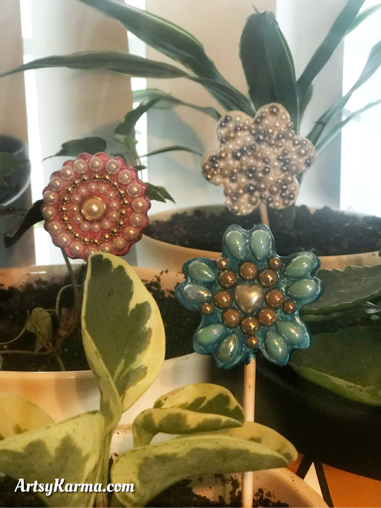 beaded plant decorations for the garden