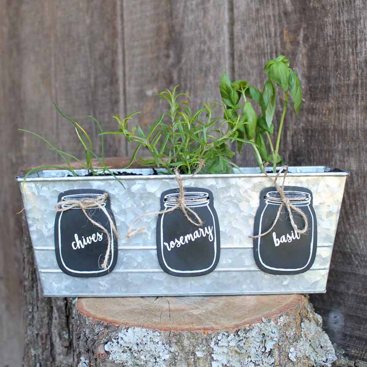 garden tags shaped like mason jars