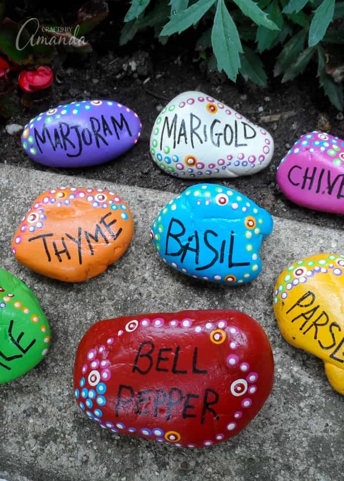 painted rocks with plant names